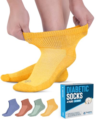 Doctor's Select Diabetic Ankle Socks for Women and Men - 4 Pairs | Unisex Adult Diabetic Socks