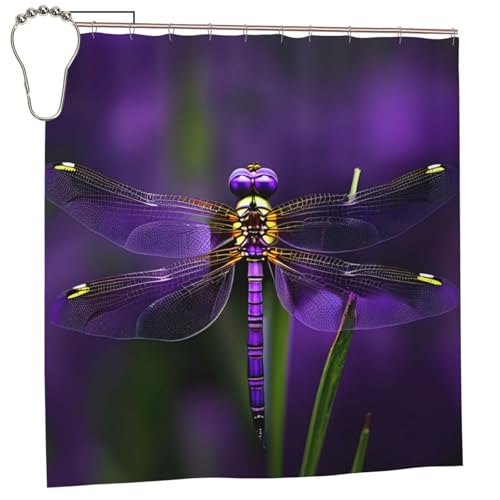 Rideau de douche libellule violette imperméable 183x183cm - 2