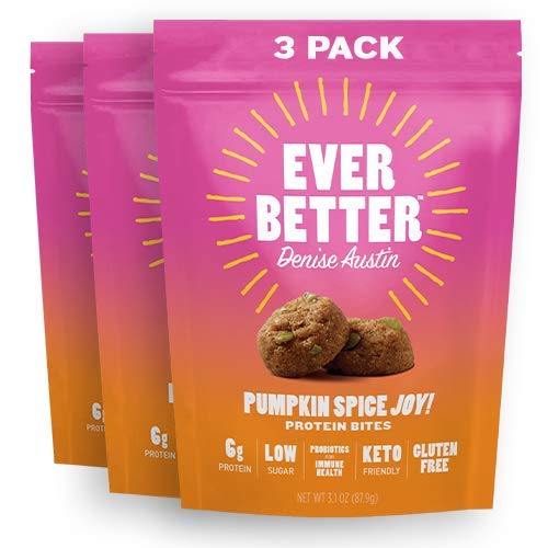 EVER BETTER Pumpkin Spice Cookies by Denise Austin - Low Sugar Gluten Free Keto Snacks with Gut-Friendly Probiotics for Immune Health - Delicious Low Carb Bites - Keto Friendly Food (3 Pack