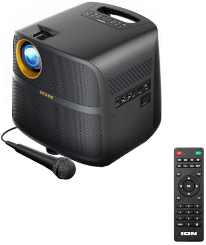 ION Audio Projector Max HD Projector with Crystal-Clear 1080p HD Video and 70-Watt Sound System for Music or Bluetooth Karaoke Speaker (Renewed)
