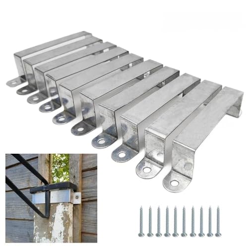 Zhiyu666 10X Fence Panel Security Brackets Galvanized Steel Fence Clips For Panels Fits 4x4 Posts Concrete Or Wooden Fence Post Brackets Anti-Rattle Fences Brackets With Screws