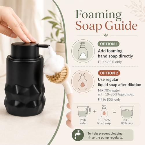 Image of BosilunLife Modern Ceramic Bathroom Accessories Set, Bathroom Counter Set Matte Black Bathroom Decor Sets Accessories Bathroom Foam Soap Dispenser, Toothbrush Holder Set, Soap Dish, Apothecary Jars