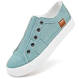 Women's Slip on Shoes Non Slip Canvas Shoes Fashion Canvas Sneakers Low Top Casual Shoes（Light Gree