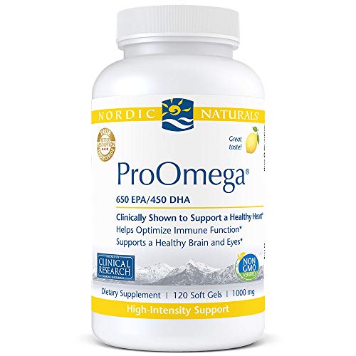 Nordic Naturals ProOmega, Lemon Flavor - 1280 mg Omega-3-120 Soft Gels - High Potency Fish Oil with EPA & DHA - Promotes Brain, Eye, Heart, & Immune Health - Non-GMO - 60 Servings