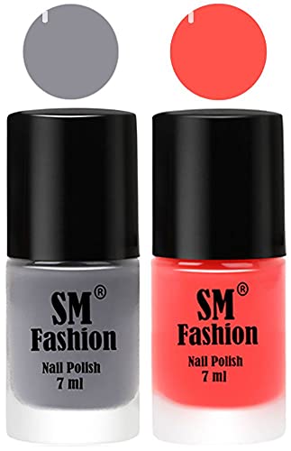 Image of Long Lasting Nail Polish | Nail Paint Combo 7 ml Each) - Set of 2 Gray-Baby Pink