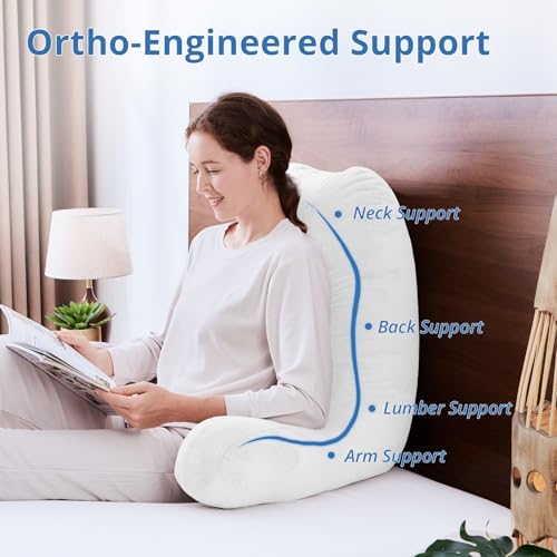 Image of Sasttie Reading Pillow for Bed, Back Pillow for Sitting Up, White