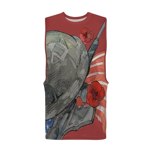 Image of Zhyaj Summer Tanks Top for Men Flag Graphic Print Sleeveless Shirts Casual Working Out Vest T-Shirts Loose-Fit Men's Tank