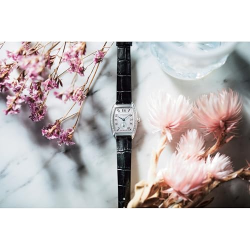 Frederique Constant Ladies' Swiss Made Classic Quartz Diamond Accent Silver Stainless Steel Case Watch and Black Leather Strap, Mother of Pearl Dial Style: FC-235APWUS1T2D263