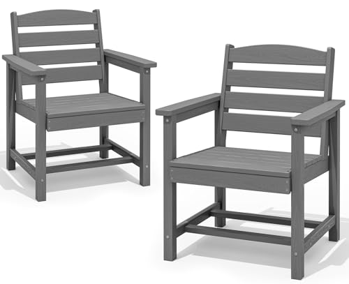 Image of SERWALL Patio Dining Chair Set of 2, Gray