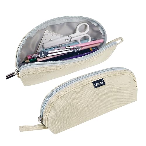 Image of Gloppie Pencil Pouch - Practical Pencil Case, Aesthetic Simple Pencil Bag, Small Pen Holder, Back to School Supplies for Girls Boys, Off White