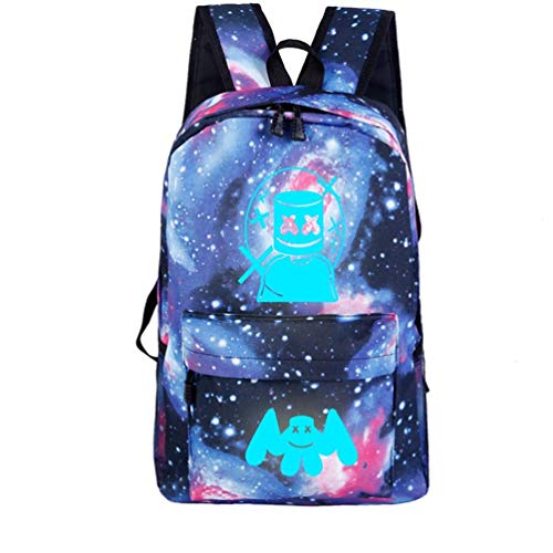 WYCY mochila luminosa Marshmello escolar unisex impermeable escuela libro bolsa impresión