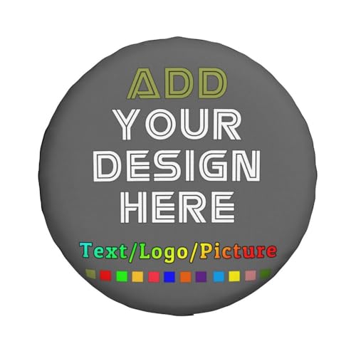 Image of Custom Spare Tire Cover Personalized Tire Covers Add Your Own Design Logo Picture Customize Wheel Cover Universal Size 14-17 in Fit for Jeep Trailer Camper RV Wheel Covers, DimGray