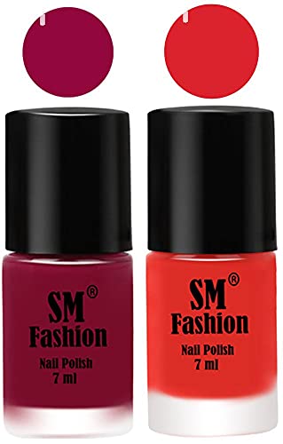 Image of Long Lasting Nail Polish | Nail Paint Combo 7 ml Each) - Set of 2 Cherry Blossom-Candy Orange