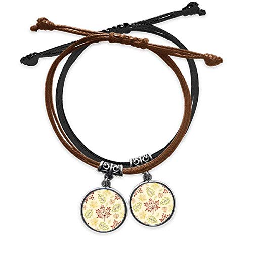 Bracelet Cuir Double Thanksgiving Motif Feuilles aux Finitions Soignées