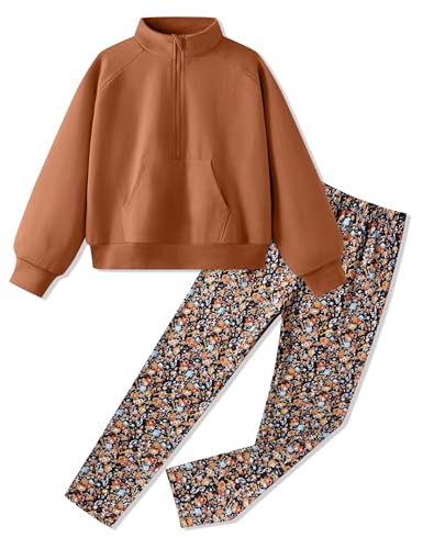 Image of Girls Clothes 2Pcs Outfit Set with Zip-up Top and Trendy Printed Pants Teen Girl Clothes 6-14Y