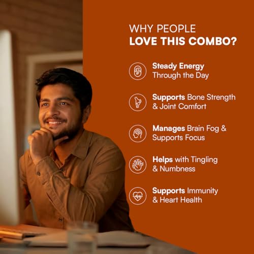 Image of Rasayanam Vitamin D3 + K2 & Vitamin B12 Combo for Daily Deficiency Support | For Energy, Nerve, Bone & Heart Health | 100% RDA, Lab-Tested & Vegetarian | D3+K2 (120 Tablets) + B12 (60 Capsules)