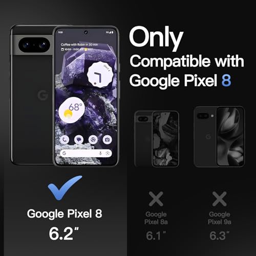 JETech Magnetic Case for Google Pixel 8 6.2-Inch 2023, Compatible with MagSafe, Translucent Matte Back Shockproof Phone Cover (Obsidian)