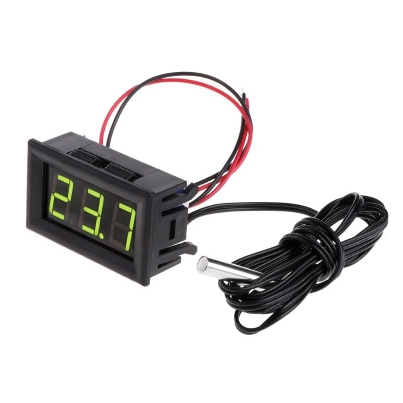 Upgraded Car Temperature Panel Meter Gauge -50~110 °c Digital LED Thermometer 5-12V Easy Connection for Industrial(GN)