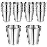 16 Stück Edelstahl Shotgläser Klein Edelstahl Becher Tragbar Shot Gläser Metallbecher Schnapsgläser Stapelbare Schnapsglas für Wein Whisky Bar Restaurant Party Reisen Camping Camping Picknick (30ml)