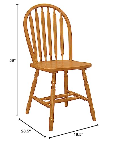 Sunset Trading Selections Windsor Arrowback Light Oak Finish Solid Wood | Set of 4 Sidechairs Dining Chairs, Standard Height (CM-820-LO-RTA-4) - Image 3