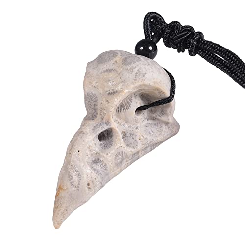 Collier pendentif crâne de corbeau en agate, idée cadeau originale pour Halloween et passionnés