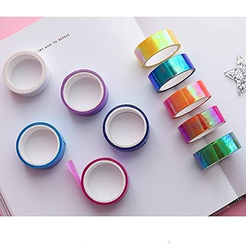 Miniatura 4 de Phantomon Juego de cinta holográfica washi para manualidades, 20 rollos de cinta decorativa arcoíris para arte, álbum de recortes, cinta de lavado