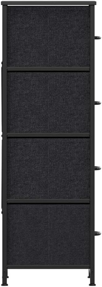 Pemberly Row 4 Drawer Dresser, 17.75" W x 12.5" D x 37.25" H, Black Wood Top and Iron Frame, Easy-Pull Fabric Drawers with Wooden Handles, Adjustable Glides, Vertical Storage Organizer for Bedroom or