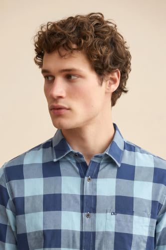 Image of Peter England Men's Checkered Cotton Shirt | Smart Casual | Full Sleeves