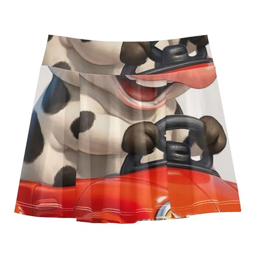 Girls Skorts Athletic Shorts Toddlers Tennis Skirts Pleated School Skirt Cute Cartoon Cow Red Car 3t