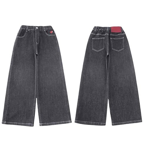 Pantalones vaqueros para niñas de corte recto holgado estilo juvenil 7