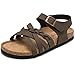 Torotto Girls Sandals with Cork Footbed Adjustable Buckle Casual Slides Sandals Open Toes Flat for Kids Toddler(LHJ674/Dark brown,37)
