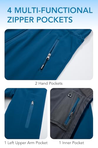 Image of FARVALUE Women's Long Softshell Jacket Waterproof Lightweight Warm Windproof Hooded Fleece Lined Rain Coat for Outdoor