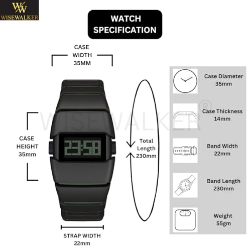 Image of WiseWalker Unisex GenZ Luxury Style Digital Gold Watch Unique Band with LED Display Digital Watch | Retro Digital LED Watch Black Display Screen Modern Fashion Timepiece | Wristwatch For Men and Women