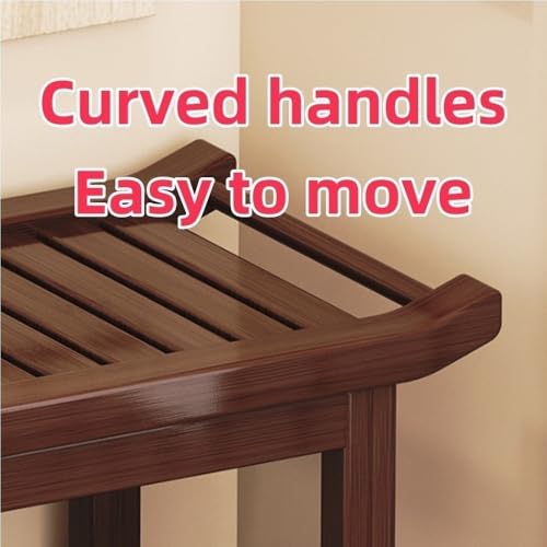 Banc à chaussures en bois avec poignées latérales et rangement à 2 niveaux