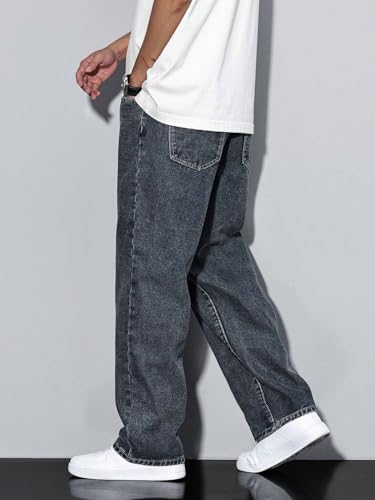 Image of GRECIILOOKS Men Jeans || Baggy Fit Jean's for Man || Loose Fit High Rise Denim || Stretchable Casual Wear Jean,s || Dance Rap Rapping Style Pant for Men || Denim Cotton Jeans
