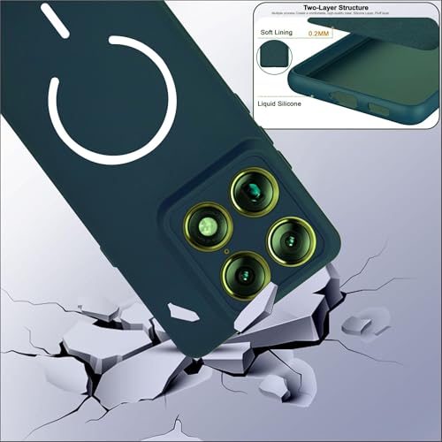 Image of SBMS Silicone Back Cover Case for Motorola Signature | Soft Micro-Fibre Lining Inside | Magsafe Print On Back Side Camera Protection Bump | Shockproof Case Moto Signature (Magsafe Print Small Green)
