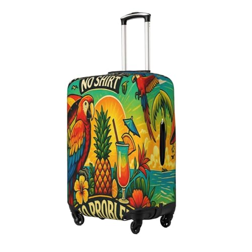 Tropical Parrot Beach Vibes Luggage Cover Protector Elastic Washable Anti-Scratch Suitcase Covers With Concealed Zipper For 18-32 Inch Luggage Small2