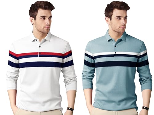 Image of Noble Monk Men's Polycotton Regular Fit Full Sleeves Polo T-Shirt