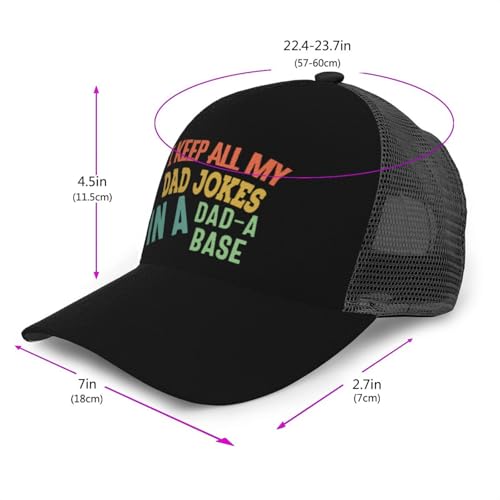 I Keep All My Dad Jokes in A Dad A Base Mesh Baseball Cap - Classic Adjustable Peak Cap, Trucker Hat for Men & Women3