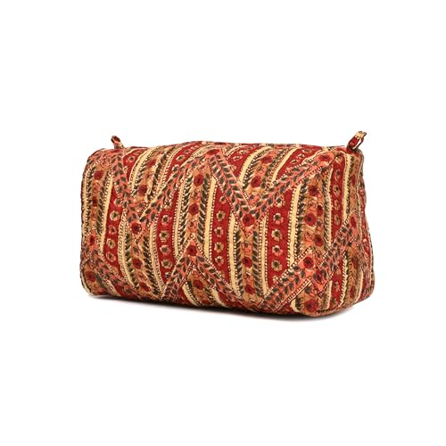 Image of Block N Style's Travel Hanging Toiletry Bag Pouch Dopp Kit for Men and Women Organizer for Cosmetics, Makeup Brushes, Jewelry, Shaving Tools and Travelling Accessories (Red Orange)