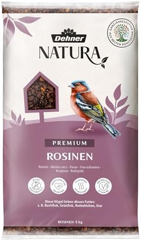 Dehner Natura Premium Wildvogelfutter, Rosinen, Futterrosinen, 5 kg | Delikatesse, Ganzjahresfutter energiereich, hochwertiges Vogelfutter für Wildvögel