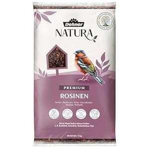 Dehner Natura Premium Wildvogelfutter, Rosinen Delikatesse, Futterrosinen, Ganzjahresfutter energiereich, hochwertiges Vogelfutter für Wildvögel, 5 kg