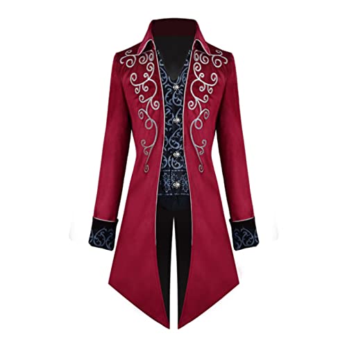 TSIRNK Costume Steampunk pour homme, Costumes d'Halloween pour homme, Veste Steampunk vintage pour homme (Rouge, M)