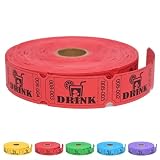 Moguri 1000 Lose-Los-Rollen, Marcas de Bebidas en Rollo para Eventos, Ocio, visitas al Cine, Entretenimiento, recompensas educativas y premios (Rojo)
