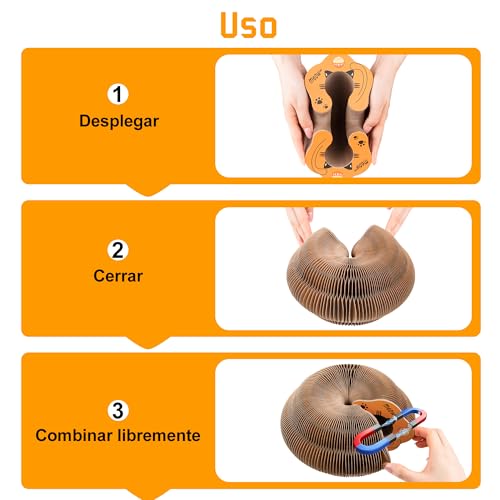 Rascador Magic Organ para Gatos | Rascador Grande Plegable con Campanilla | Tunnel de Juego Ampliable y Cama Cueva en Uno | Ideal para Múltiples Gatos y Razas Grandes (Dimensiones estándar) - imagen 6