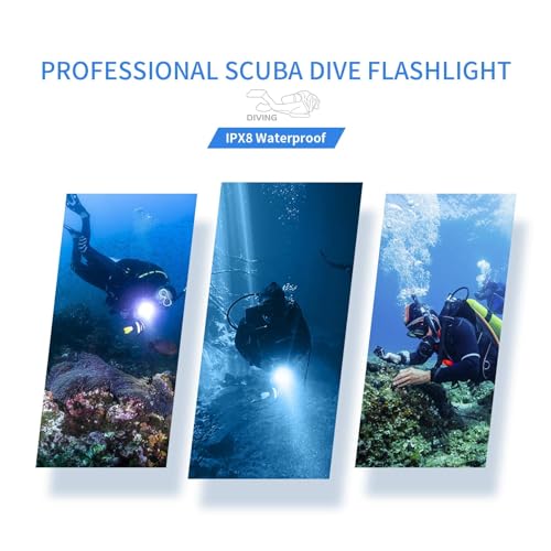 Image of Wurkkos DL06 Dive Light, 15000 Lumens Scuba Diving Light, Type-C Rechargeable, 6*XHP50 LEDs, 100 Degrees Narrow Beam Angle, IPX8 Waterproof Flashlight for Night Diving Cave Exploration - 6000K