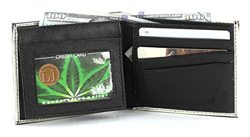 Leather Impressions Vegan Print Wallet, Gift Box, Bifold Case, 2ID Windows & 7Card Holders, Slim & Light Weight, for Men, Stylish Cover(Marijuana Leaf)3