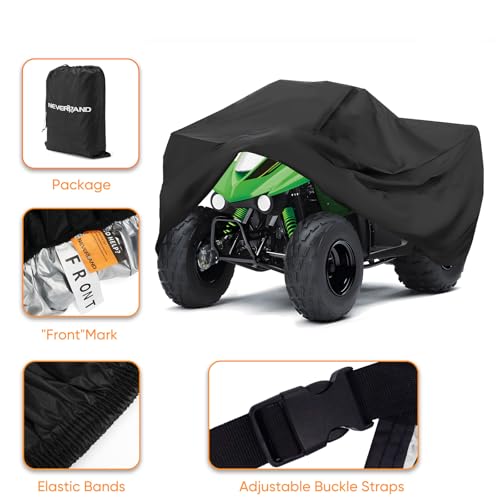 NEVERLAND ATV Quad Funda - Quad para Funda Funda para Moto Exterior Protección 190T Moto Grande Impermeable contra el Polvo a Prueba UV Correa Anti - Viento Negro XXXL 256x110x120CM