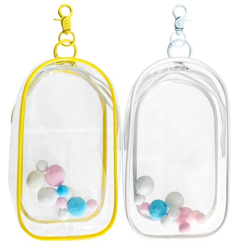 2-Pack Clear Figure Display Bag for 17cm Dolls – Doll Pouch with Keychain, Portable & Dustproof Carrying Case for Funs Collectibles