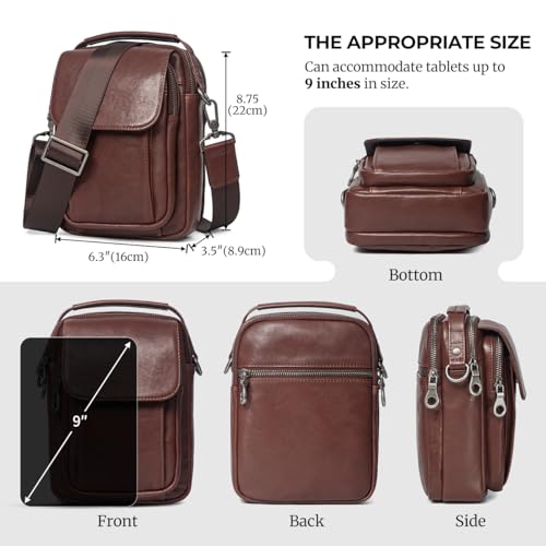Image of Augus Genuine Leather Small Messenger Bag Crossbody